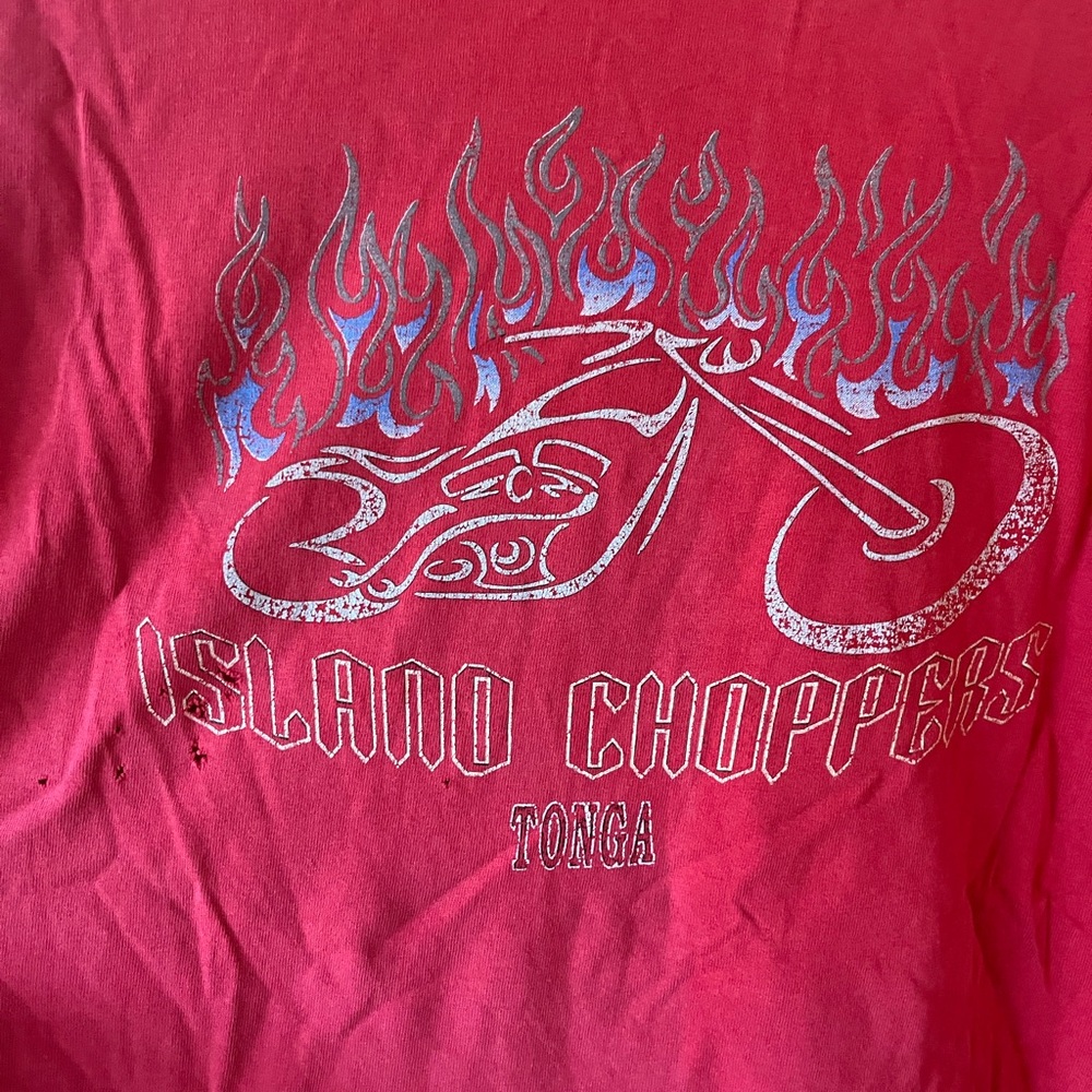 Red Graphic Tee with Flame Design
